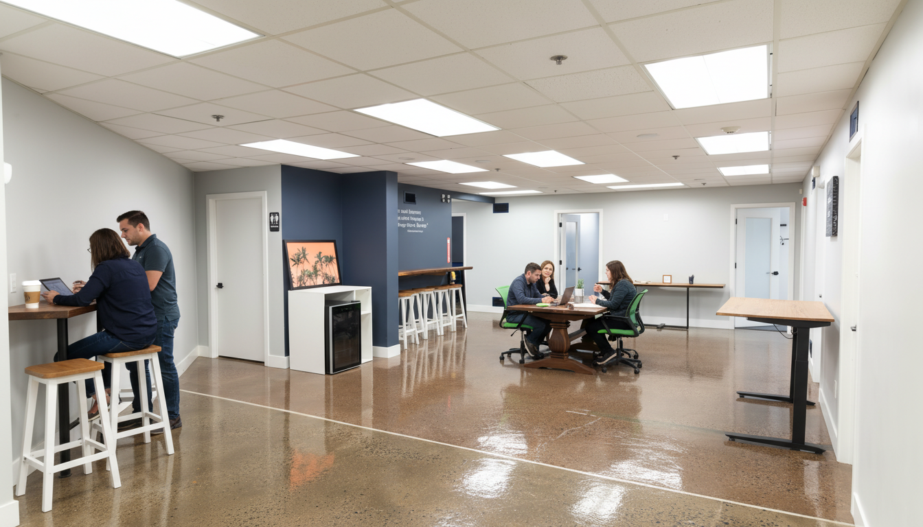 Entrepreneur working in a private office at a coworking space in Glenside designed for business growth